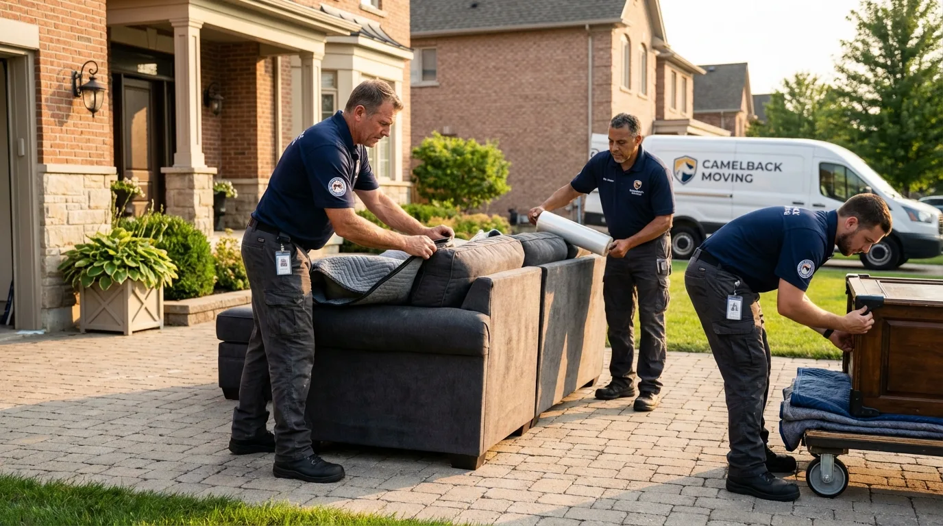 Large estate moving crew wrapping furniture in Lyndon, KS